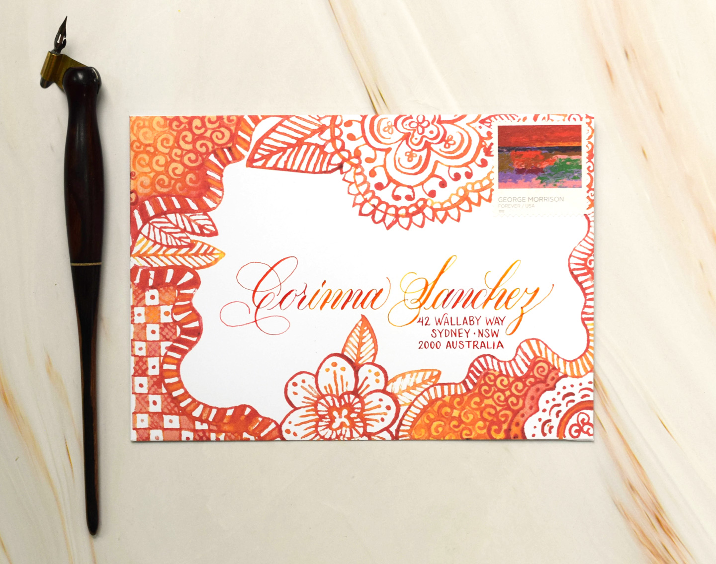 Watercolor Henna Mail Art Template