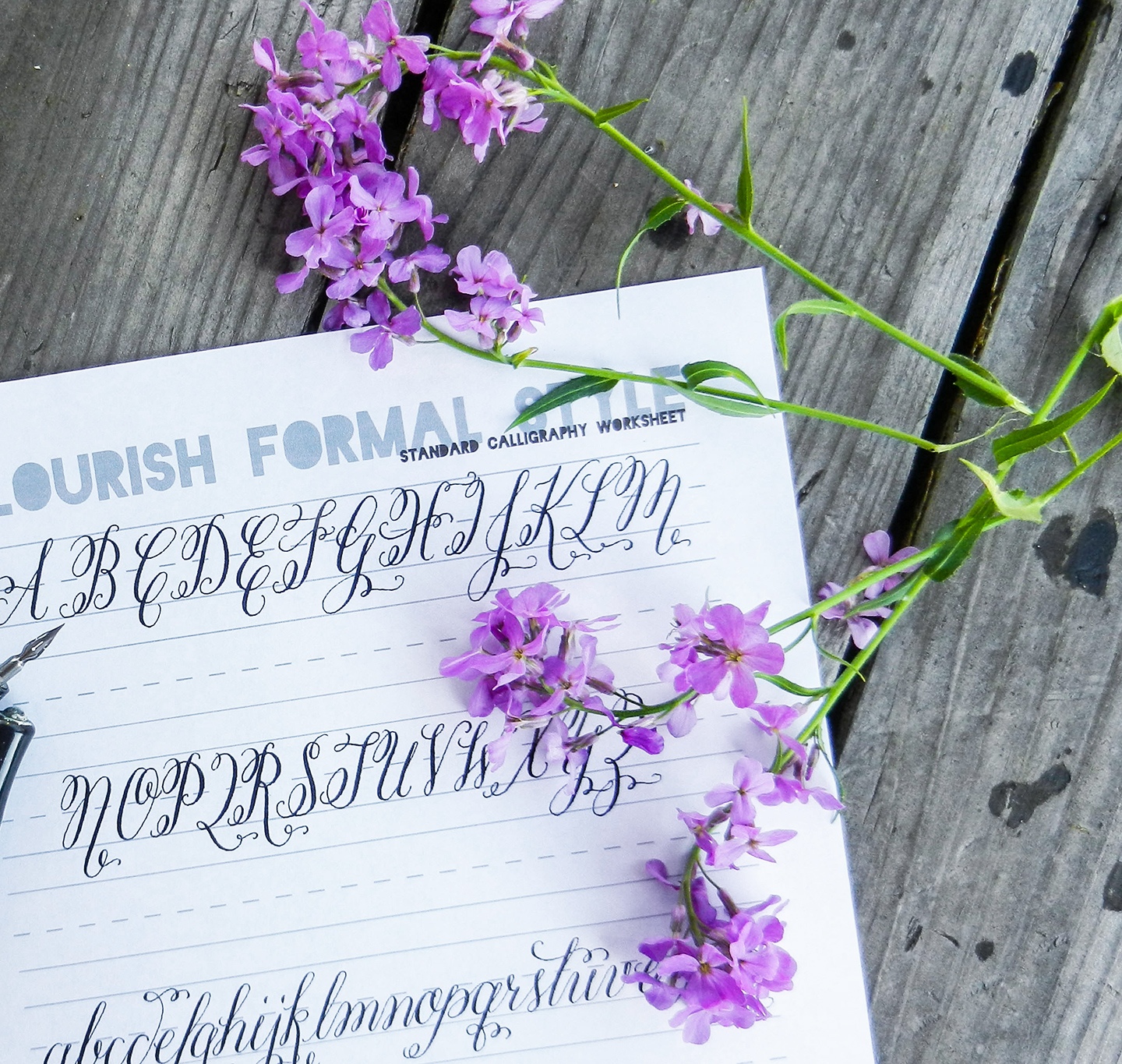 Flourish Formal Style Calligraphy Worksheet | The Postman's Knock