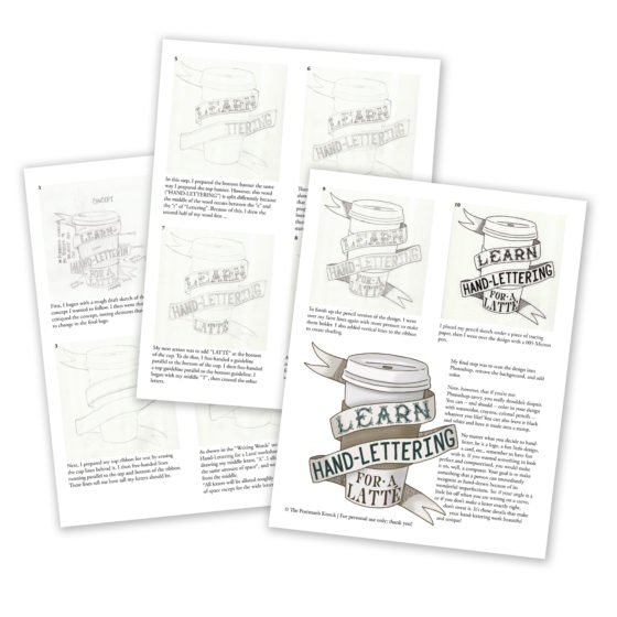 This set also includes a separate 3-page PDF that details how I made the "Learn Hand-Lettering for a Latte" logo!