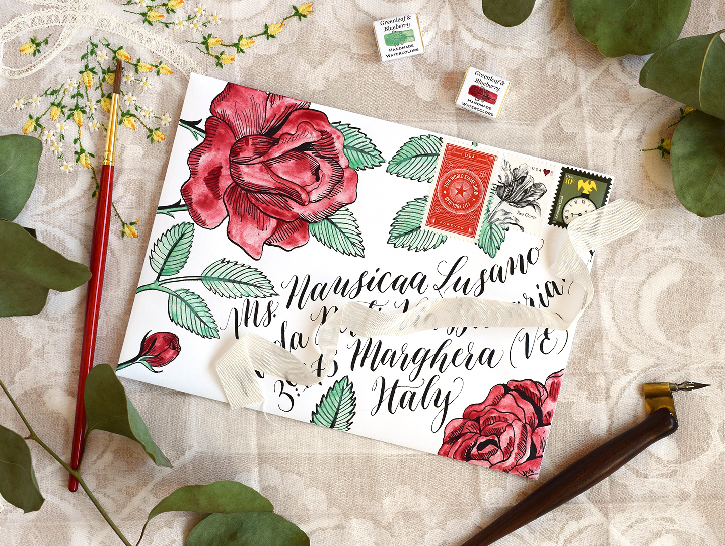 Shortcut Vintage Roses Mail Art Tutorial