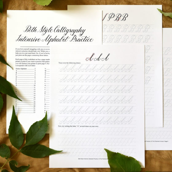 Beth Style Calligraphy Worksheet Set | The Postman's Knock