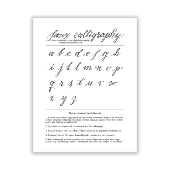 Kaitlin Style Faux Calligraphy Exemplar | The Postman's Knock