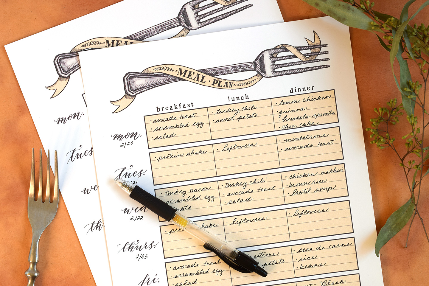 Printable Artistic Weekly Meal Planner | The Postman's Knock