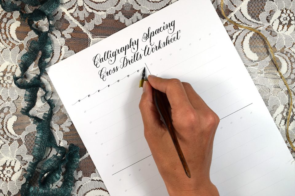 Free Calligraphy Spacing Cross Drills Worksheet | The Postman's Knock