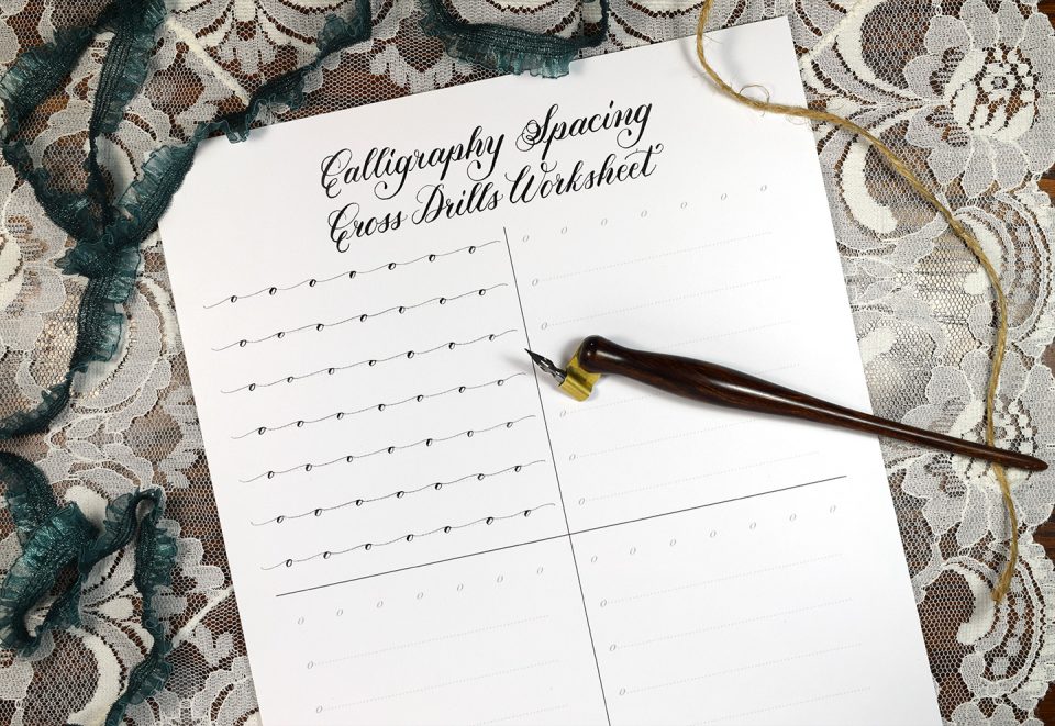 Free Calligraphy Spacing Cross Drills Worksheet | The Postman's Knock