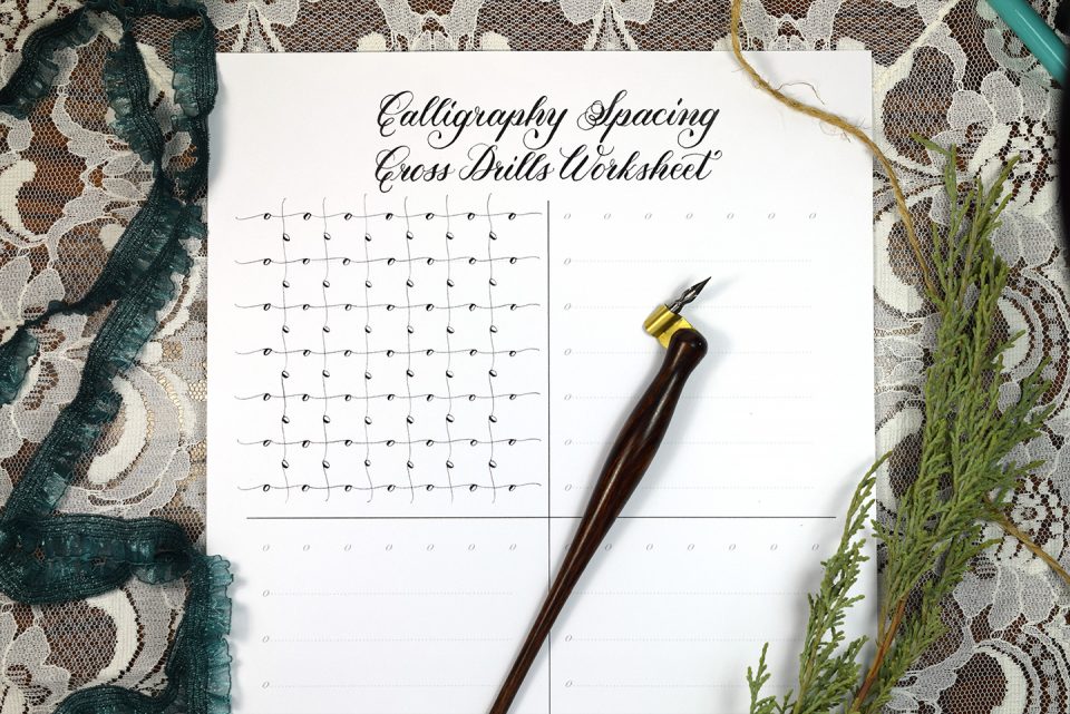 Free Calligraphy Spacing Cross Drills Worksheet | The Postman's Knock
