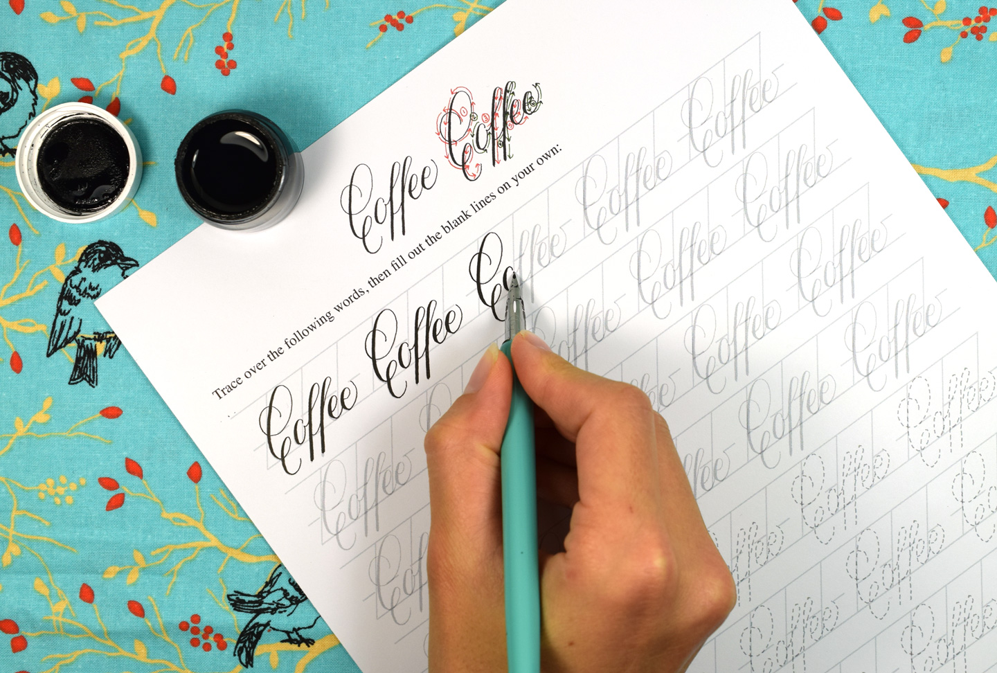 Printable Calligraphy Worksheet Set (Janet Style) | The Postman's Knock