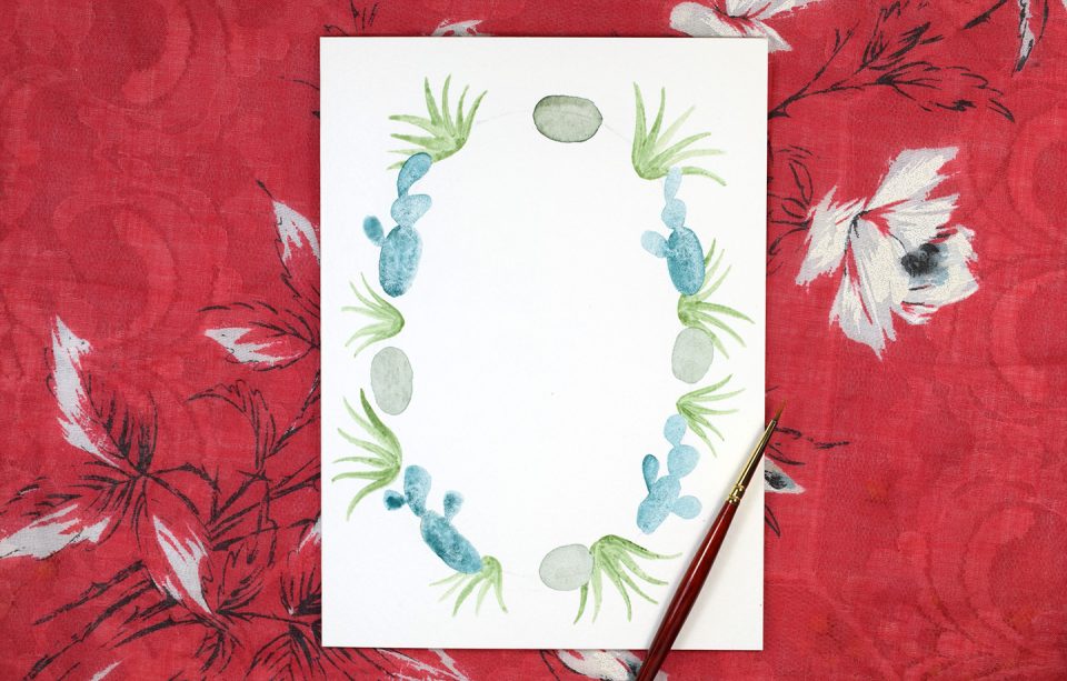 Watercolor Cactus Wreath Tutorial | The Postman's Knock