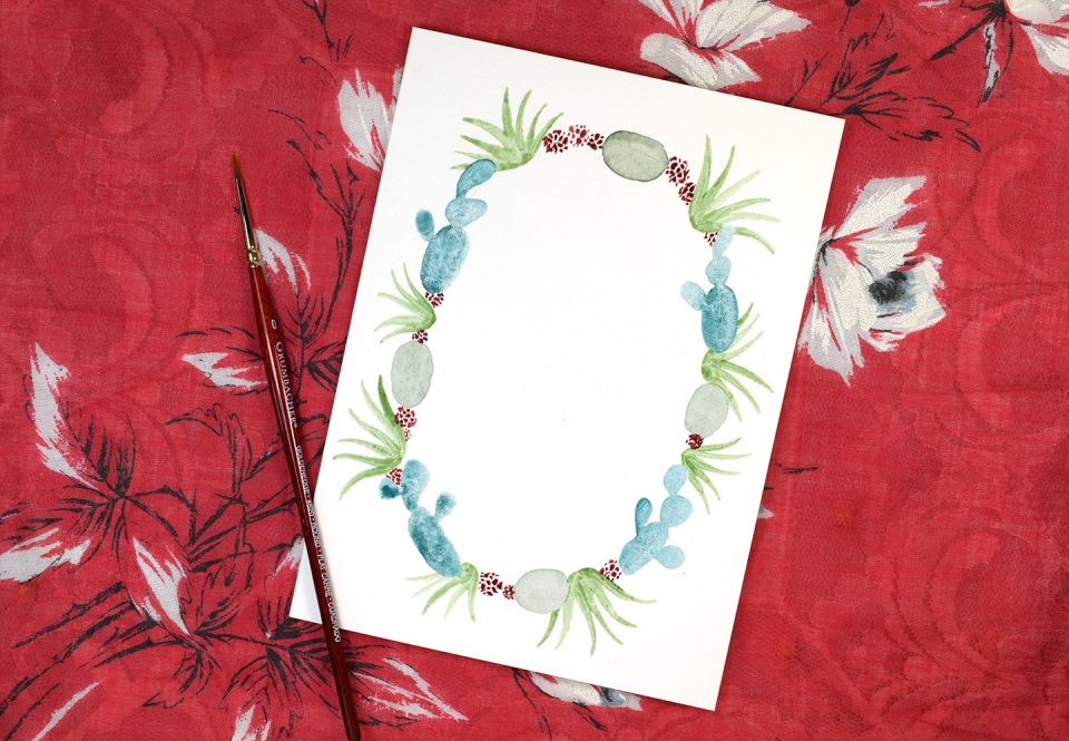 Watercolor Cactus Wreath Tutorial | The Postman's Knock