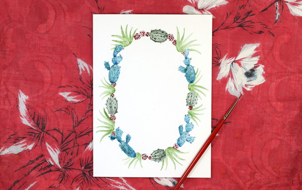 Watercolor Cactus Wreath Tutorial | The Postman's Knock