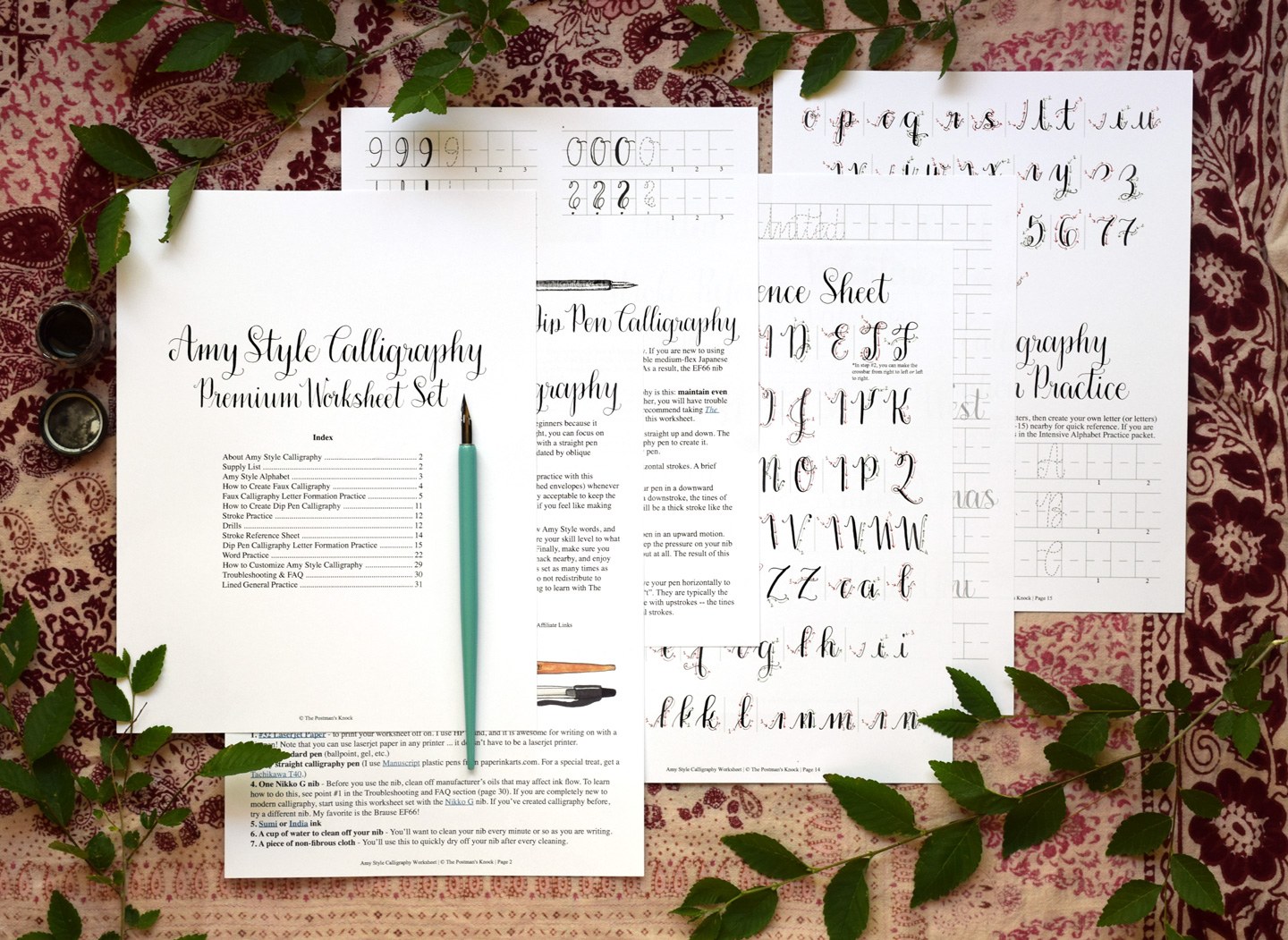 Printable Amy Style Calligraphy Worksheet Set | The Postman's Knock