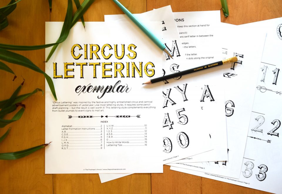 Circus Lettering Printable Exemplar + Video Tutorial | The Postman's Knock