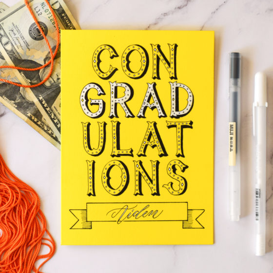 This is an example of a "ConGRADulations" card that was created using Circus Style lettering.