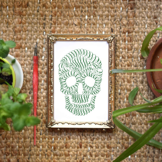 The flourished skull makes for great home décor!