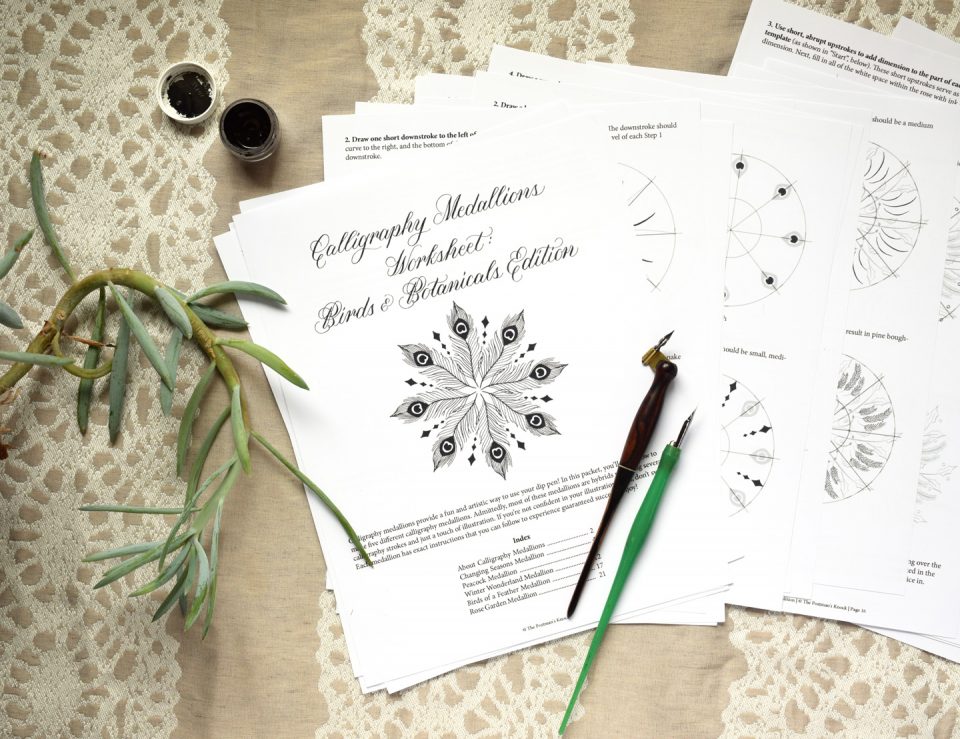 Introducing the Calligraphy Medallions Worksheet: Birds & Botanicals Edition | The Postman's Knock