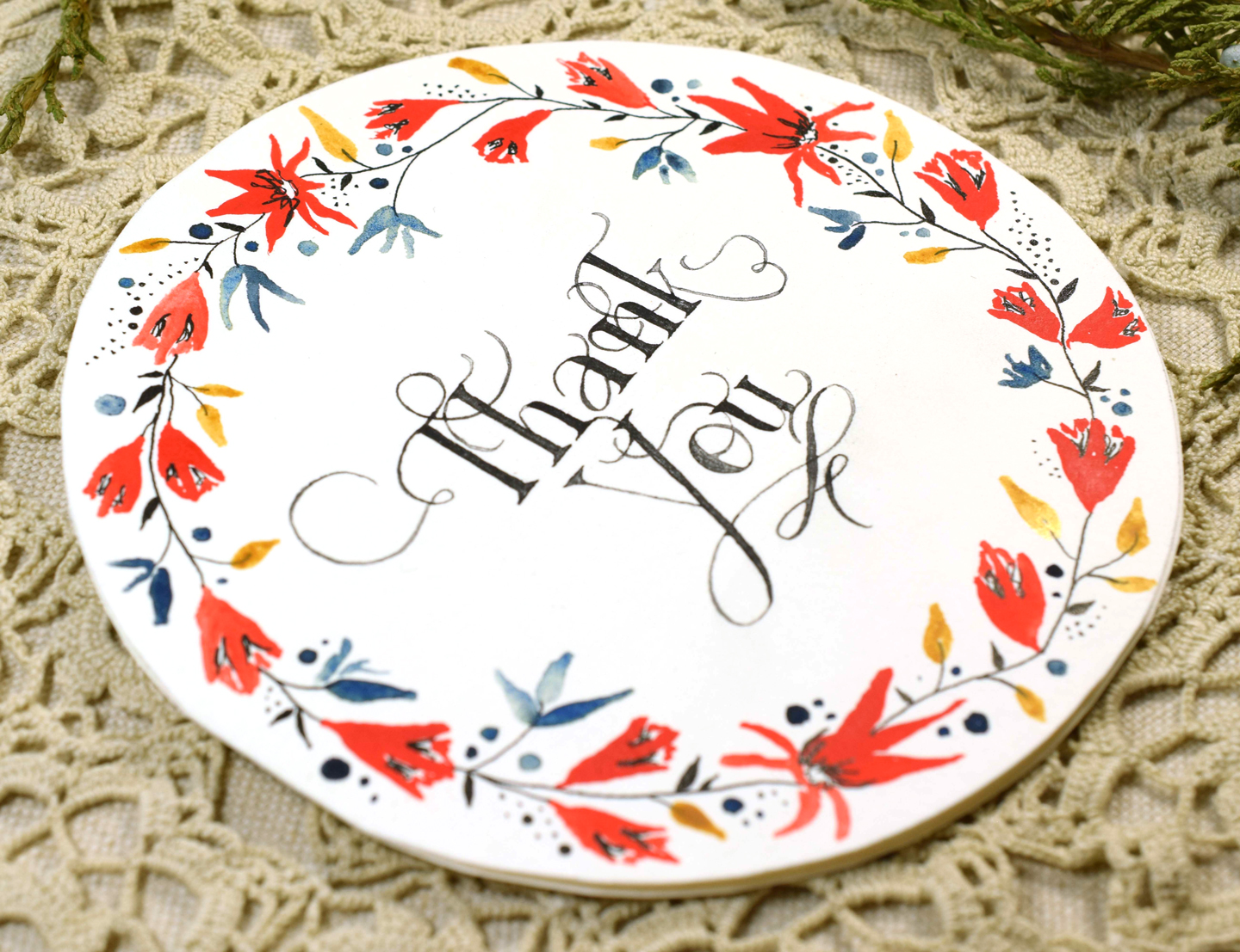 Circular Watercolor Thank You Card Tutorial | The Postman's Knock