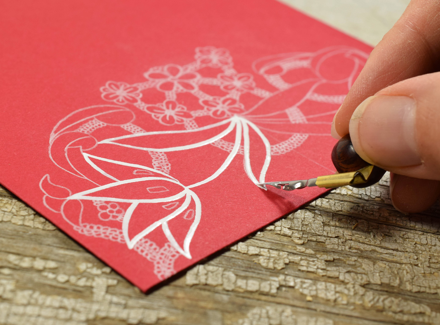 Adding Ink to the floral lace illustration