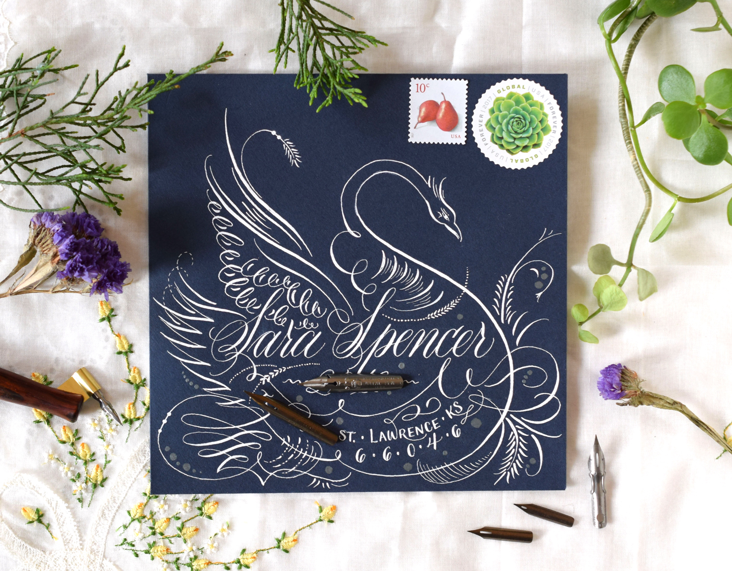 Flourished Swan Envelope