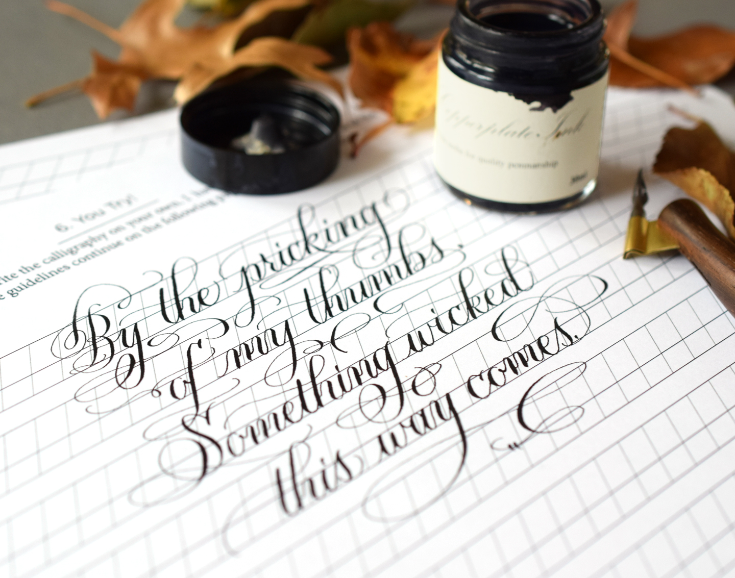 Free "Macbeth" Calligraphy Flourishing Worksheet