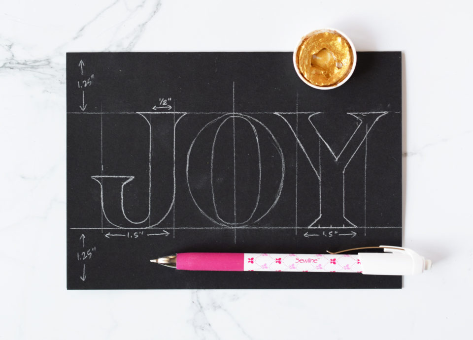 "Joy" Elegant Gold Christmas Card Tutorial Draft