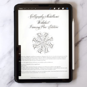 This worksheets lets you practice making calligraphy medallions with the convenience of your iPad.