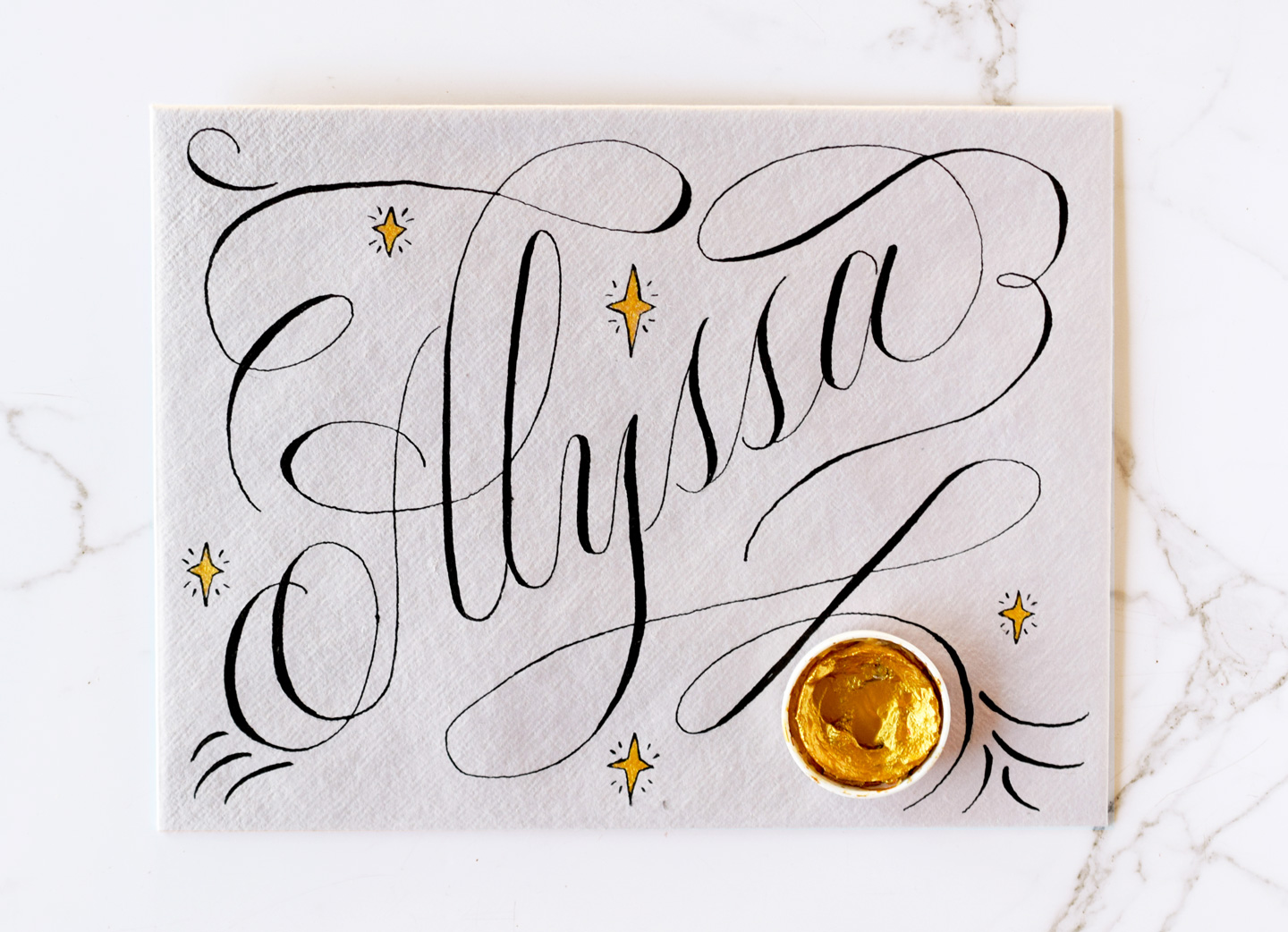 Calligraphy Name Envelope With Flourishes
