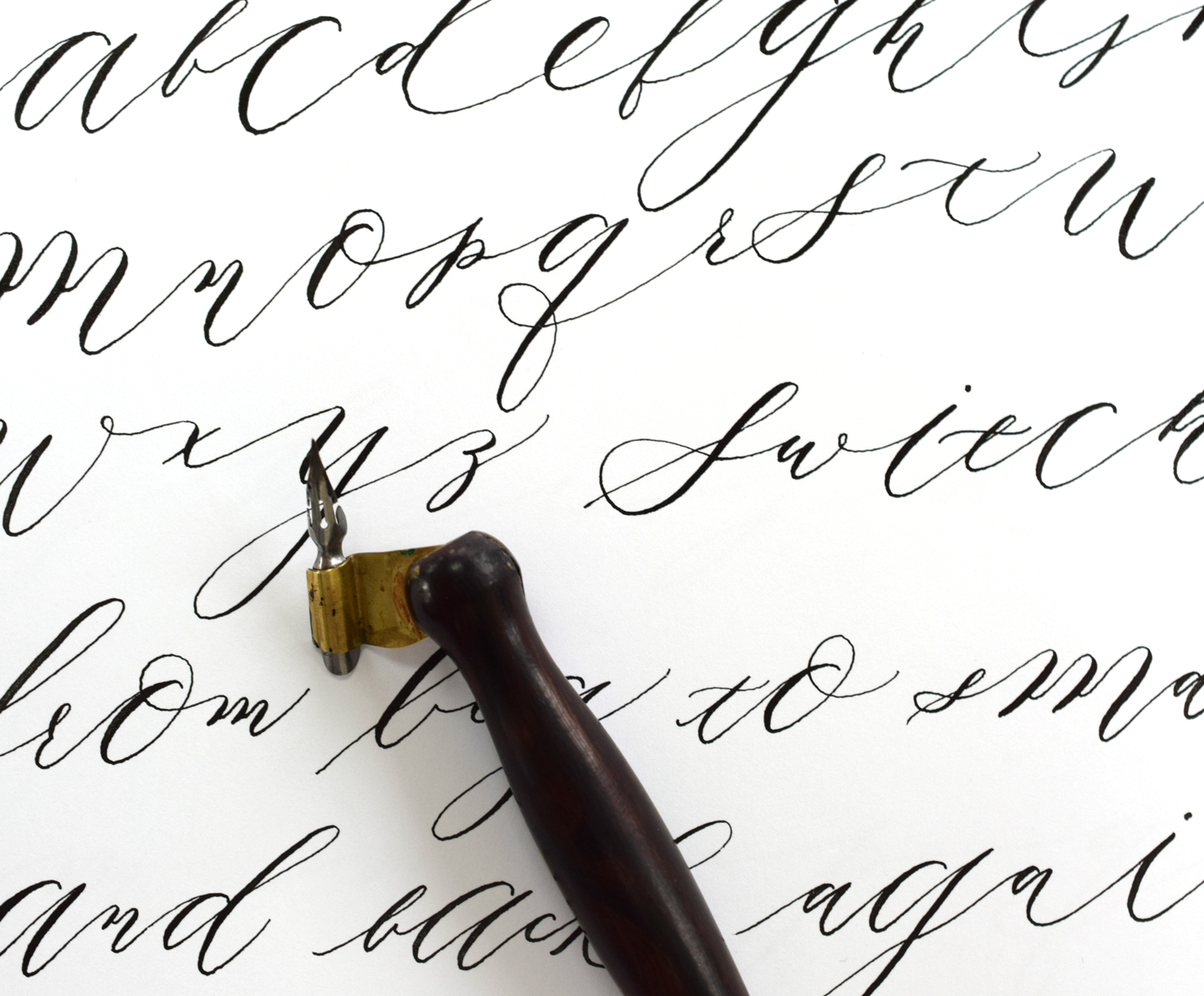 "Switching" is one of the variations included in the Kaitlin Style Calligraphy Variations Worksheet. It focuses on alternating letter sizes.