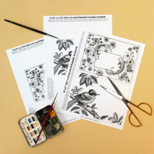 The Feathers and Fins Mail Art Bundle offers two beautifully illustrated templates featuring koi fish and a bluebird, designed to save you time. This bundle is perfect for adding a personal touch to your correspondence without the hassle of creating from scratch.